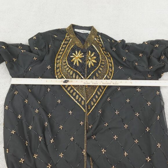 French Collizioni Beaded Jacket Womens Plus‎ 3X Black Gold Sequin Formal Party - Picture 5 of 16